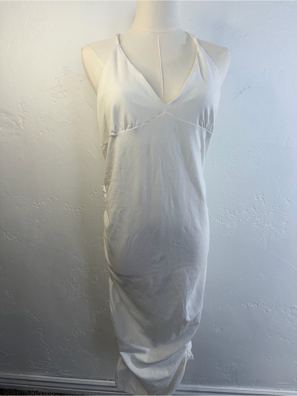Y2K Victoria's Secret Cream Halter Ruched Midi Dress